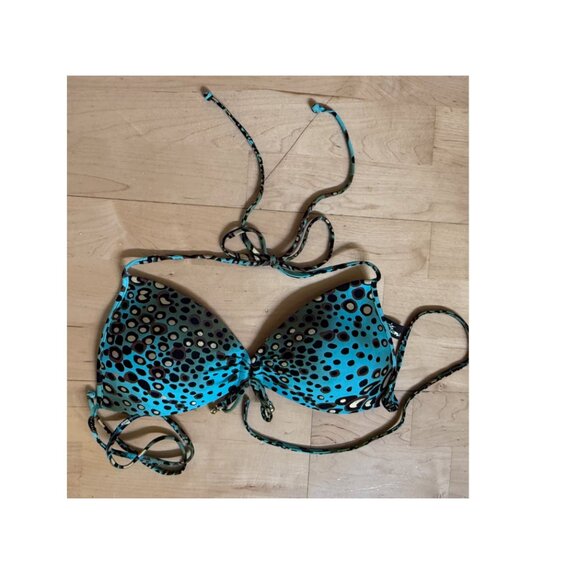 Luli Fama Cosita Buena Molded Push-up Bikini Top - BLUE/BLACK/GOLD LEOPARD - Picture 1 of 6
